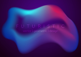 Abstract blue and purple neon liquid wavy shape futuristic background. Glowing fluid waves vector design
