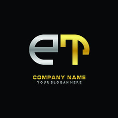 Obraz premium PT initial letters looping linked oval elegant logo silver, gold