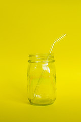 Mason jar with glass straw