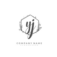 Handwritten initial letter Y J YJ for identity and logo. Vector logo template with handwriting and signature style.