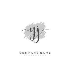 Obraz premium Handwritten initial letter Y J YJ for identity and logo. Vector logo template with handwriting and signature style.