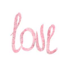 Illustration inscription lettering Valentine's Day. Word Love.