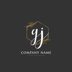 Handwritten initial letter G J GJ for identity and logo. Vector logo template with handwriting and signature style.