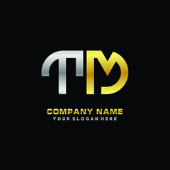 Obraz premium TM initial letters looping linked oval elegant logo silver, gold