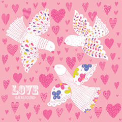Peace, love and flowers. Cute seamless pattern.