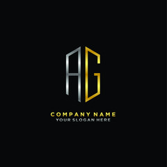 Obraz premium letter AG Minimalist style of gold and silver. luxury minimalist logo for business