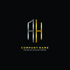 letter AH Minimalist style of gold and silver. luxury minimalist logo for business