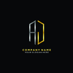 Obraz premium letter AJ Minimalist style of gold and silver. luxury minimalist logo for business
