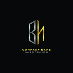 letter BN Minimalist style of gold and silver. luxury minimalist logo for business