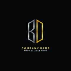 letter BO Minimalist style of gold and silver. luxury minimalist logo for business