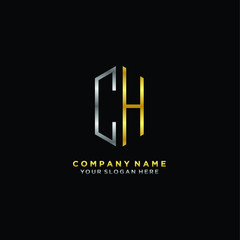 letter CH Minimalist style of gold and silver. luxury minimalist logo for business