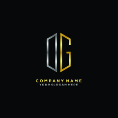 letter DG Minimalist style of gold and silver. luxury minimalist logo for business