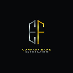 letter EF Minimalist style of gold and silver. luxury minimalist logo for business