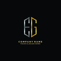 letter EG Minimalist style of gold and silver. luxury minimalist logo for business