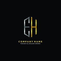 Obraz premium letter EH Minimalist style of gold and silver. luxury minimalist logo for business