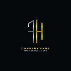 letter FH Minimalist style of gold and silver. luxury minimalist logo for business