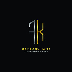 letter FK Minimalist style of gold and silver. luxury minimalist logo for business