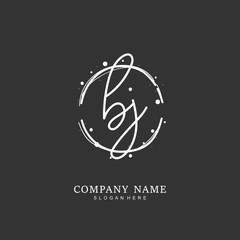 Handwritten initial letter B J BJ for identity and logo. Vector logo template with handwriting and signature style.