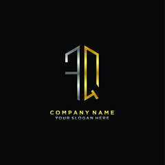 letter FQ Minimalist style of gold and silver. luxury minimalist logo for business