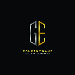 letter GE Minimalist style of gold and silver. luxury minimalist logo for business