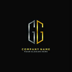 letter GG Minimalist style of gold and silver. luxury minimalist logo for business
