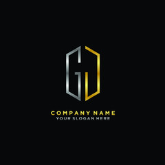 letter GJ Minimalist style of gold and silver. luxury minimalist logo for business