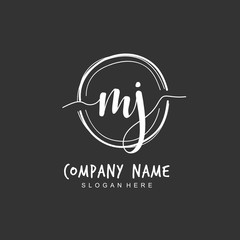 Handwritten initial letter M J MJ for identity and logo. Vector logo template with handwriting and signature style.