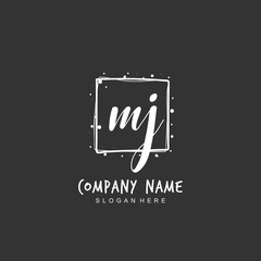 Handwritten initial letter M J MJ for identity and logo. Vector logo template with handwriting and signature style.