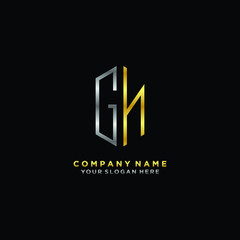 Obraz premium letter GN Minimalist style of gold and silver. luxury minimalist logo for business
