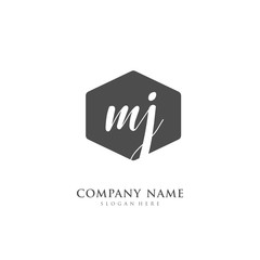 Handwritten initial letter M J MJ for identity and logo. Vector logo template with handwriting and signature style.