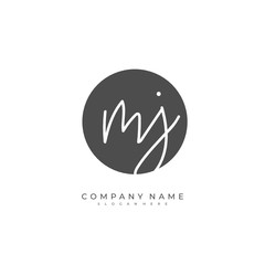 Handwritten initial letter M J MJ for identity and logo. Vector logo template with handwriting and signature style.