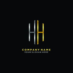 letter HH Minimalist style of gold and silver. luxury minimalist logo for business