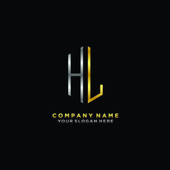 Fototapeta na wymiar letter HL Minimalist style of gold and silver. luxury minimalist logo for business