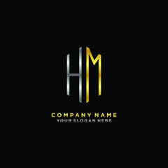 letter HM Minimalist style of gold and silver. luxury minimalist logo for business