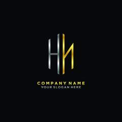 Fototapeta na wymiar letter HN Minimalist style of gold and silver. luxury minimalist logo for business