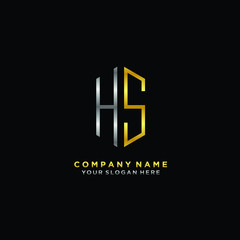 letter HS Minimalist style of gold and silver. luxury minimalist logo for business
