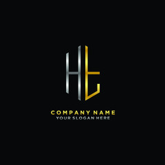 letter HT Minimalist style of gold and silver. luxury minimalist logo for business