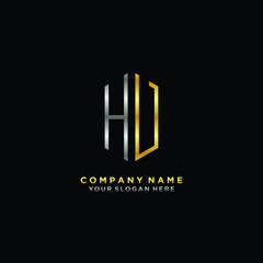 Fototapeta na wymiar letter HV Minimalist style of gold and silver. luxury minimalist logo for business