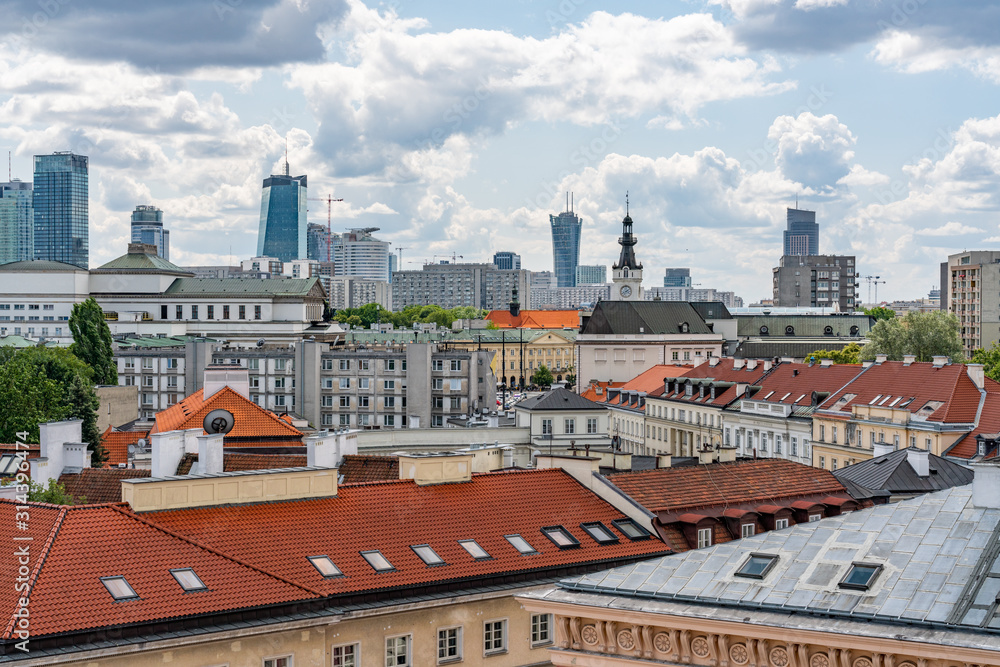 Wall mural view of the city of Warsawa, Poland