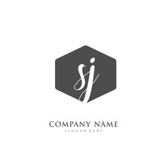 Handwritten initial letter S J SJ for identity and logo. Vector logo template with handwriting and signature style.