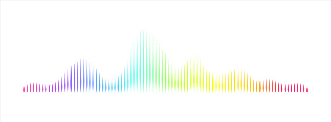 Abstract modern sound wave spectrum. Technology audio player music pulse frequency. Songs and soundtracks digital visualization concept. Stock Vector illustration isolated on white background.