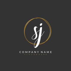 Handwritten initial letter S J SJ for identity and logo. Vector logo template with handwriting and signature style.