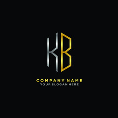 letter KB Minimalist style of gold and silver. luxury minimalist logo for business