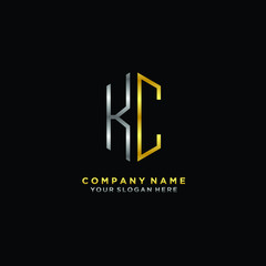 letter KC Minimalist style of gold and silver. luxury minimalist logo for business