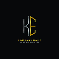Obraz premium letter KE Minimalist style of gold and silver. luxury minimalist logo for business