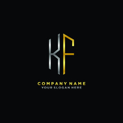 Fototapeta premium letter KF Minimalist style of gold and silver. luxury minimalist logo for business