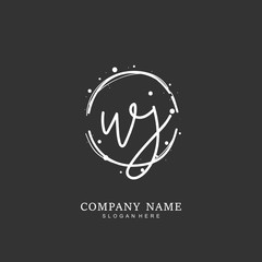 Handwritten initial letter W J WJ for identity and logo. Vector logo template with handwriting and signature style.