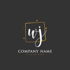 Handwritten initial letter W J WJ for identity and logo. Vector logo template with handwriting and signature style.
