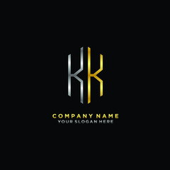 letter KK Minimalist style of gold and silver. luxury minimalist logo for business