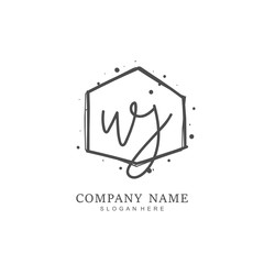 Handwritten initial letter W J WJ for identity and logo. Vector logo template with handwriting and signature style.